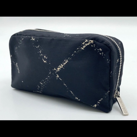 Auth Chanel Old Travel Line Nylon Black Accessory Pouch - Picture 1 of 16